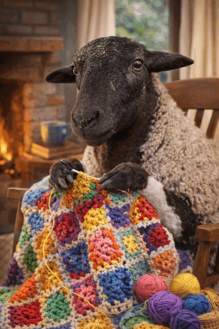 Sappho Crochets a Blanket